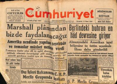 Cumhuriyet Gazetesi 14 Nisan 1948 - Berlindeki Buhran En Had Devresine Giriyor GZ69716 - 2