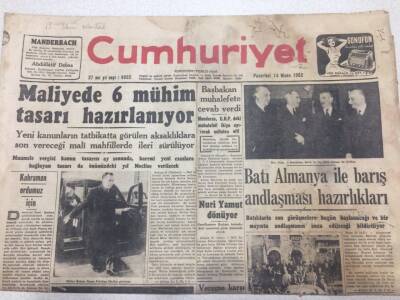 Cumhuriyet Gazetesi 14 Nisan 1952 - Maliyede 6 Mühim Tasarı GZ52805 - 1