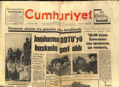 Cumhuriyet Gazetesi - 14 Nisan 1969 - Jandarma ODTÜyü Baskınla Geri Aldı GZ99501 - 1