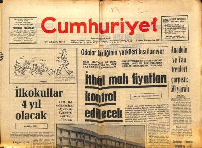 Cumhuriyet Gazetesi - 14 Nisan 1971 - İlkokullar 4 Yıl Olacak GZ99424 - 1