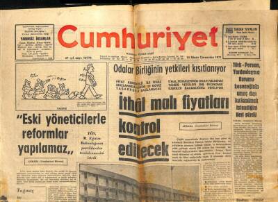 Cumhuriyet Gazetesi - 14 Nisan 1971 - İthal Malı Fiyatları Kontrol Edilecek GZ99425 - 1