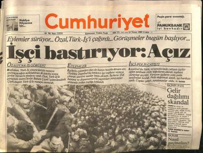Cumhuriyet Gazetesi 14 Nisan 1989 - İşçi Bastırıyor Açız GZ56820 - 1