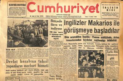 Cumhuriyet Gazetesi 14 Şubat 1958 - Aydın Şilepinin Durumu - İngilizler Makarios İle Görüşmeye Başladılar GZ120397 - 1