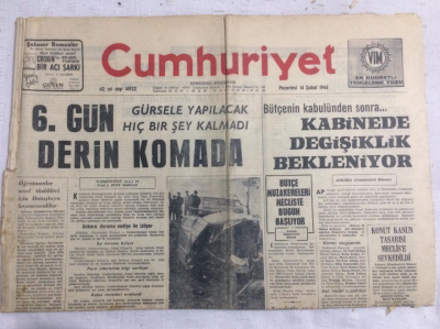 Cumhuriyet Gazetesi 14 Şubat 1966 - Gürsele Yapılacak Hiç bir şey Kalmadı 6.Gün Derin Komada - GZ19224 - 1