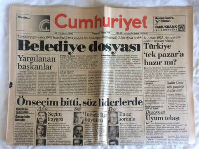 Cumhuriyet Gazetesi 14 Şubat 1989 - 31 Aralık 1992 , Avrupa İçin Dönüm Noktası Olacak GZ73026 - 1