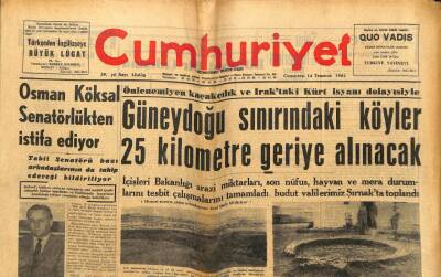 Cumhuriyet Gazetesi - 14 Temmuz 1962 - Güneydoğu Sınırındaki Köyler 12 Km İçeri Alınacak GZ99589 - 1