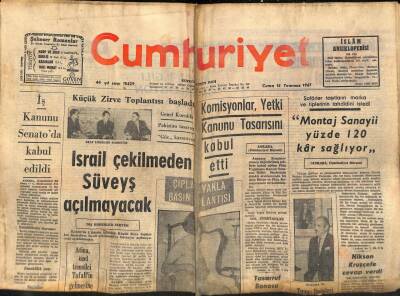 Cumhuriyet Gazetesi 14 Temmuz 1967 - İş Kanunu Senatoda Kabul Edildi GZ80078 - 1