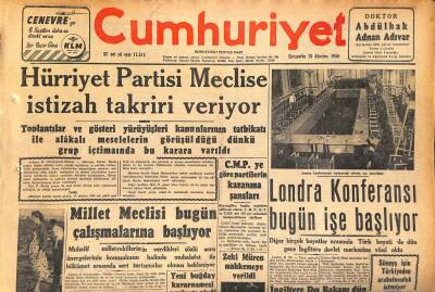 Cumhuriyet Gazetesi 15 Ağustos 1956 - Zeki Müren Mahkemeye Verildi - Londra Konferansı Bugün İşe Başlıyor GZ119845 - 1