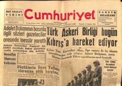 Cumhuriyet Gazetesi 15 Ağustos 1960 - Türk Askeri Birliği Bugün Kıbrısa Hareket Ediyor GZ70169 - 2