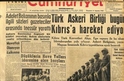 Cumhuriyet Gazetesi 15 Ağustos 1960 - Türk Askeri Birliği Kıbrısa Hareket Ediyor GZ110056 - 1