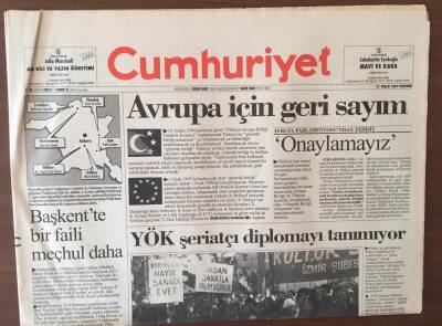 Cumhuriyet Gazetesi 15 Aralık 1994 - Türkiyenin AB İle Gümrük Birliğine Katılıp Katılmayacağı İle İlgili Kader Günü GZ6853 - 1