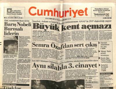 Cumhuriyet Gazetesi 15 Ekim 1991 - Semra Özaldan Sert Çıkış GZ60890 - 1