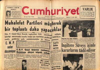 Cumhuriyet Gazetesi 15 Eylül 1956 - Akis Mecmuası Dün Toplatıldı GZ81327 - 1