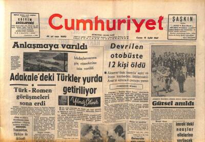 Cumhuriyet Gazetesi 15 Eylül 1967 - İmralıdaki Naaşlar Ailelere Verilecek, Ahmet Bilgin Evlendi GZ84483 - 1