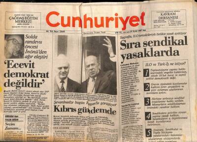 Cumhuriyet Gazetesi 15 Eylül 1987 - Ecevit Demokrat Değildir, NATO Komutanları Geldi, Demir Leydi İle Glasnost Flörtü GZ84501 - 1