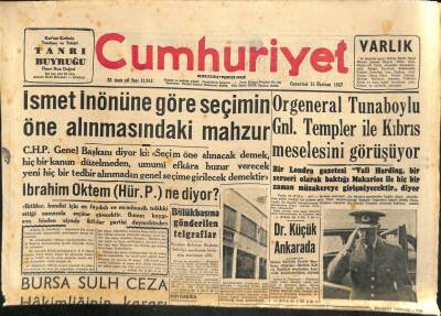 Cumhuriyet Gazetesi - 15 Haziran 1957 - İbrahim Öktem Ne Diyor? GZ110315 - 1