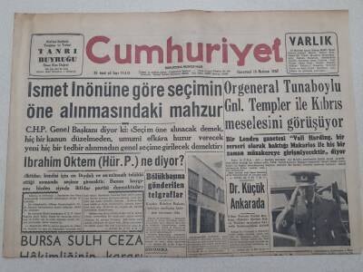 Cumhuriyet Gazetesi 15 Haziran 1957 - Org.İsmail Hakkı Tunaboylu Kıbrıs Meselesini Görüşüyor GZ71922 - 1