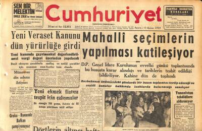 Cumhuriyet Gazetesi 15 Haziran 1959 - Fenerbahçe Milli Lig Şampiyonu Oldu - Mahalli Seçimlerin Yapılması Katileşiyor GZ120124 - 1