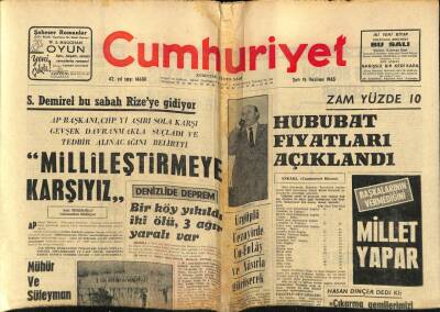 Cumhuriyet Gazetesi 15 Haziran 1965 - Demirel Millileştirmeye Karşıyız GZ59112 - 1
