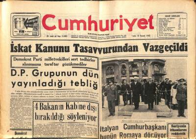 Cumhuriyet Gazetesi 15 Kasım 1957 - İskat Kanunu Tasavvurundan Vazgeçildi GZ85285 - 1
