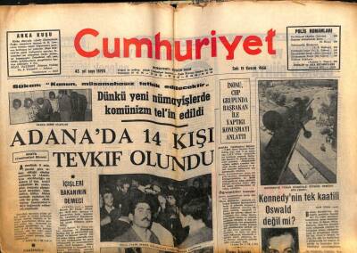 Cumhuriyet Gazetesi 15 Kasım 1966 - Adanada 14 Kişi Tevkif Olundu GZ103138 - 2