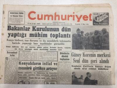 Cumhuriyet Gazetesi 15 Mart 1951 - Güney Korenin Merkezi Seul Geri Alındı GZ52622 - 1