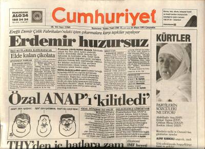 Cumhuriyet Gazetesi 15 Mayıs 1991 - Ereğli Demir Çelik Fabrikalarındaki İşten Çıkarmalara Karşı Tepkiler Yayılıyor GZ91529 - 1