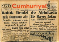 Cumhuriyet Gazetesi 15 Nisan 1940 - Baltıkta Memele Kadar Bütün Alman Sahilleri Mayinlerle Kapatıldı GZ100954 - 1