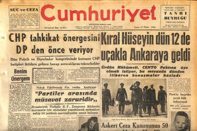 Cumhuriyet Gazetesi 15 Nisan 1960 - Kemal Ekerin Duruşmasına Dün Başlandı - Kral Hüseyin Dün 12de Uçakla Ankaraya Geldi GZ120051 - 1