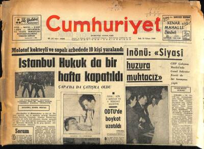 Cumhuriyet Gazetesi 15 Nisan 1969 - İstanbul Hukuk da Bir Hafta Kapatıldı GZ87033 - 1