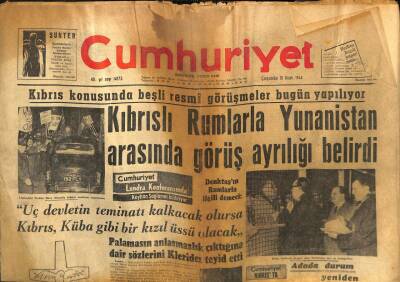 Cumhuriyet Gazetesi - 15 Ocak 1964 - Kıbrıslı Rumlarla Yunanistan Arasında Görüş Ayrılığı Belirdi GZ99569 - 1