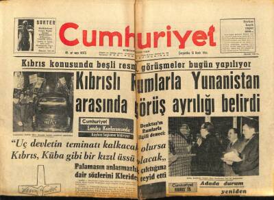 Cumhuriyet Gazetesi 15 Ocak 1964 - Magosada Dün Gece Yatılı Bir Okula Ateş Açıldı GZ76032 - 1