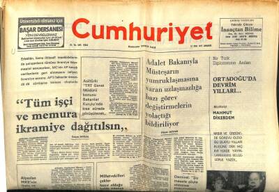 Cumhuriyet Gazetesi 15 Ocak 1977 - Tüm İşçi Ve Memura İkramiye Dağıtılsın GZ103040 - 2