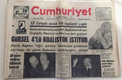 Cumhuriyet Gazetesi 15 Şubat 1965-Gürsel 4lü Koalisyon İstiyor GZ6045 - 2