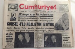 Cumhuriyet Gazetesi 15 Şubat 1965-Gürsel 4lü Koalisyon İstiyor GZ6045 - 1