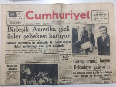 Cumhuriyet Gazetesi 15 Temmuz 1952 - Birleşik Amerika Gizli Üsler Şebekesi Kuruyor GZ52485 - 1