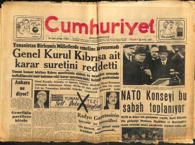 Cumhuriyet Gazetesi 16 Aralık 1957 - İneboluya Göktaşı Düştü - Törenle Açılan Hazar Hidro-Elektrik Santralı Elazığa Verdiği Cereyanı Kesti GZ121940 - 1
