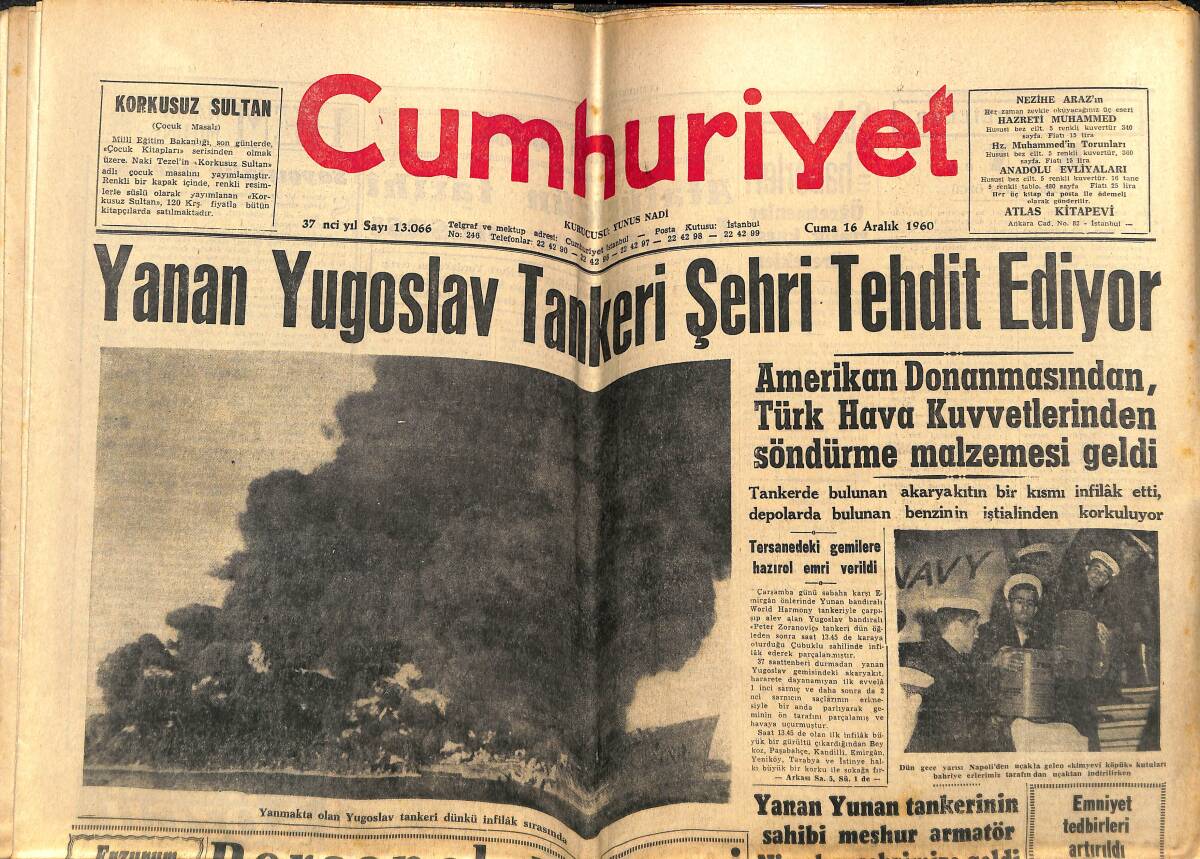 Cumhuriyet Gazetesi 16 Aralık 1960 - Menderes'in Avukatına Da Ödenekten Para Verilmiş - Atatürk'ün Tarihi Karyola Ve Masası GZ143566 - 1