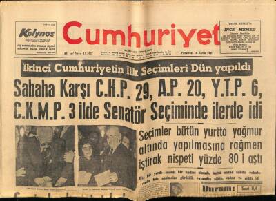 Cumhuriyet Gazetesi 16 Ekim 1961 - İkinci Cumhuriyetin İlk Seçimleri Yapıldı GZ75946 - 1