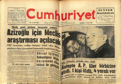 Cumhuriyet Gazetesi 16 Ekim 1963 - Antepte APliler Birbirine Girdi 1Ölü 4 Yaralı Var GZ59091 - 1