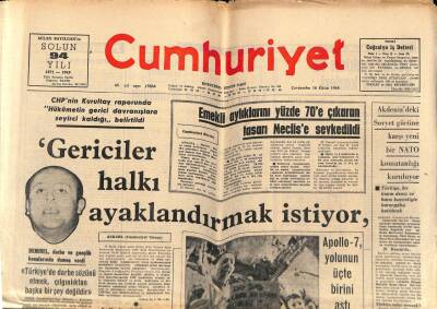 Cumhuriyet Gazetesi 16 Ekim 1968 - Emekli Aylıklarını 70e Çıkaran Tasarı Meclise Sevkedildi GZ69614 - 2