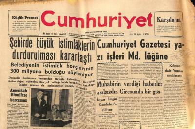 Cumhuriyet Gazetesi 16 Eylül 1958 - İstanbul Mebuslarına Açık Mektup - Bir Yunan Profesörünün İtirafları GZ98056 - 1