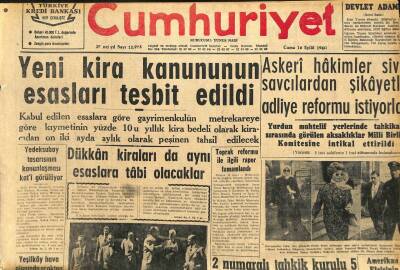 Cumhuriyet Gazetesi 16 Eylül 1960 - Yeni Kira Kanununun Esasları Tespit Edildi GZ110079 - 1