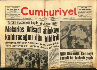 Cumhuriyet Gazetesi 16 Eylül 1964 - Milli Güvenlik Konseyi Önemli Bir Toplantı Yaptı GZ62418 - 1
