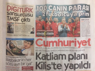 Cumhuriyet Gazetesi 16 Eylül 2015 - Katliam Planı Kiliste Yapıldı GZ27741 - 1
