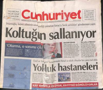 Cumhuriyet Gazetesi 16 Eylül 2019 - Turhan Selçuklu Ödülleri Verildi - Çorlu Raporu Yenilenecek GZ96002 - 1