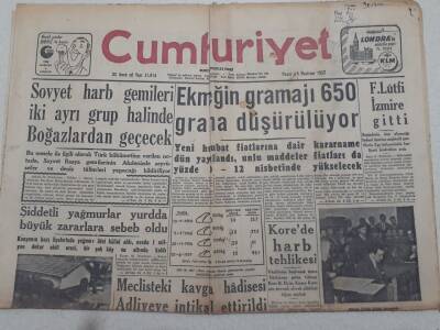 Cumhuriyet Gazetesi 16 Haziran 1957 - Sovyet Harp Gemileri Boğazlardan Geçecek GZ71872 - 1