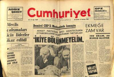 Cumhuriyet Gazetesi 16 Haziran 1965 - Demirel İkiye Bölünmeyelim GZ59111 - 1