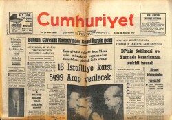 Cumhuriyet Gazetesi 16 Haziran 1967 - 16 İsrailliye Karşı 5499 Arap Verilecek GZ103440 - 1