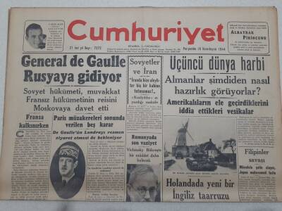 Cumhuriyet Gazetesi 16 Kasım 1944 - General De Gaulle Rusyaya Gidiyor GZ71859 - 1